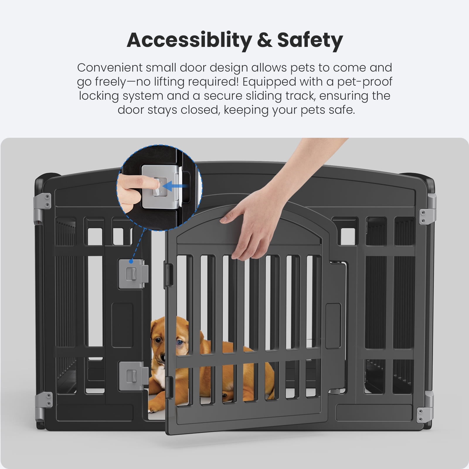 SHOUFTW 4 Panel 24" Foldable Plastic Dog Playpen with Door, Secure Pet Exercise Pen for Indoor Outdoor Small Medium Puppies