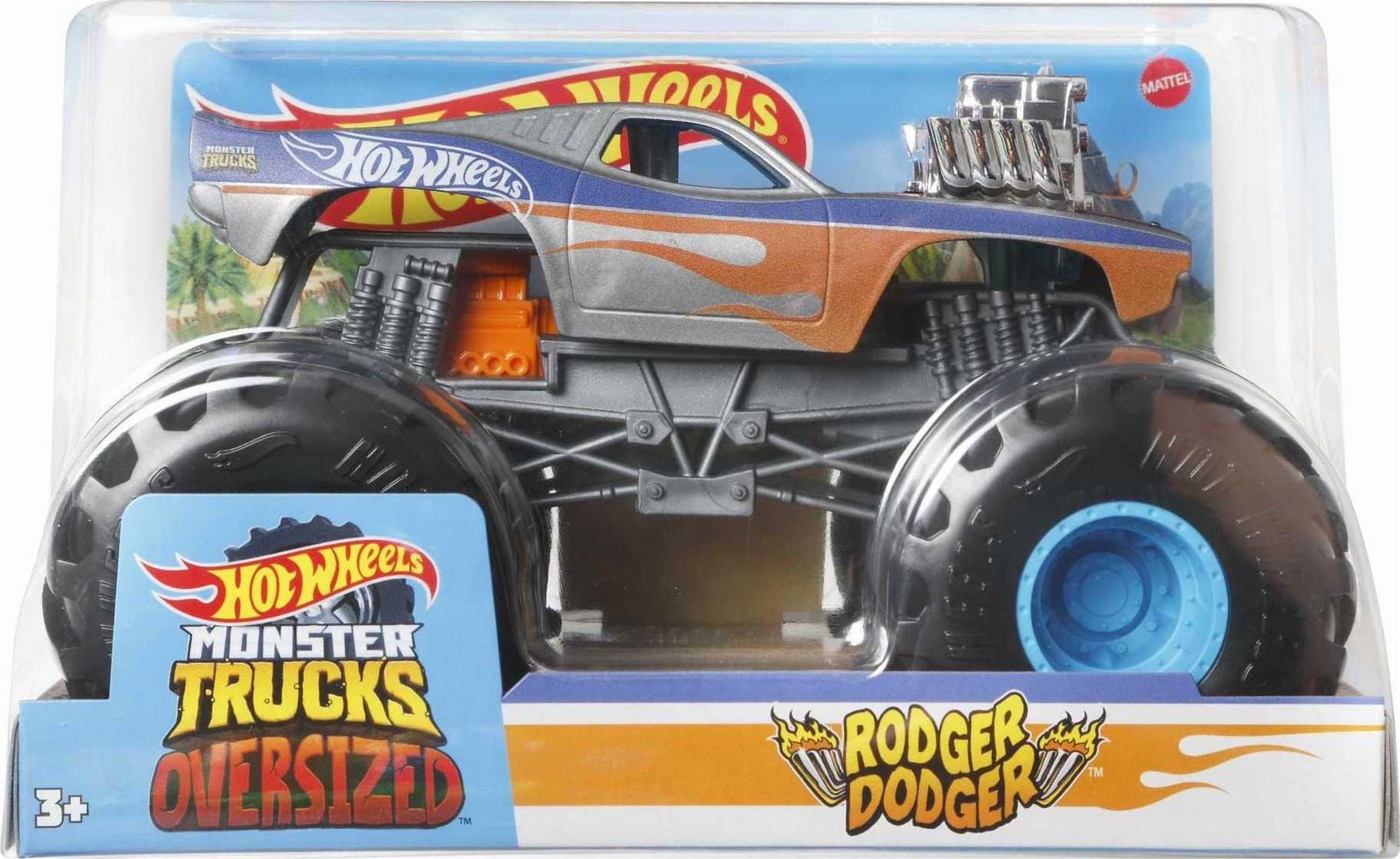 Hot Wheels Monster Trucks 1:24 Scale Vehicle Rodger Dodger, Collectible Die-Cast Toy Trucks
