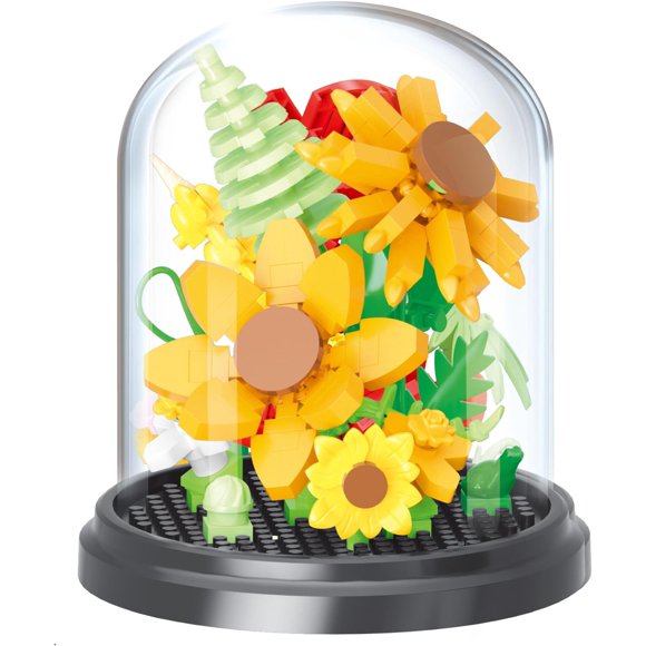 TRAHOO-Tiny Sunny Home Bouquets Dust Cover Set Building Toy Creative Assembly Bonsai Tree, Ideal for Valentine's Anniversaries Birthday