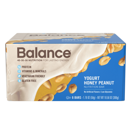 Balanced Protein - Balance Bar Protein Bar, Yogurt Honey Peanut, 15g Protein, 6 Ct