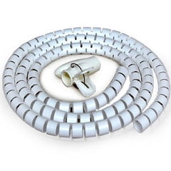 5ft Split Loom Cable Wrap, White, 30mm diameter, Sprial Cable Zip Wrap, Cord Organizer Wraps with Tool, CableWholesale