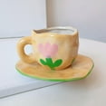 thumbnail image 1 of Taza de Café de Cerámica, con Bandeja , Taza de Té de Leche, Taza para Beber para Agua Caliente O Fría, Hogar, Navidad, Reutilizable, Amarillo Baoblaze taza de café con leche, 1 of 8