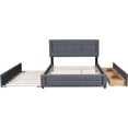 thumbnail image 6 of Queen Size Upholstered Platform Bed with Trundle and Drawers, LED Lights, USB Ports & Headboard, 6 of 8