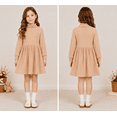 thumbnail image 2 of Lanbubble Girls Long Sleeve Turtleneck Dress Soft Knitted A Line Fall Winter Dress 2-7 Years, 2 of 8