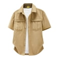 thumbnail image 3 of Plus Size Big & Tall Men's Summer Cotton Button Down Cargo Shirt Casual Tops T-Shirt Short Sleeve Turndown Collar Pocketed Relaxed Fit Breathable Lightweight Fishing Hiking, 3 of 7