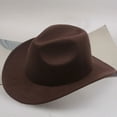 thumbnail image 2 of Fgnfyis Western Wool Cowboy Hat Mid Brim Design for Outdoor Casual Wear and Ethnic Folk Style Coffee One Size, 2 of 4