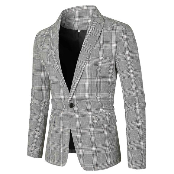 Outfmvch blazer jackets for men Casual Sport Slim Fit One Button Check Print Blazer Lightweight Jacket womens tops Black