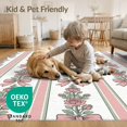 thumbnail image 4 of ODIKA 4'x6' Washable Area Rug Pet Friendly, Non-Shedding Floral Stripe With Vintage Ribbon And Rosebud Rows Coquette Bow Refined for Bedroom, Reading Nook, 4 of 7