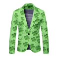 thumbnail image 5 of JHLZHS Men Jacket Suit Set Mens St Patrick's Day Festive Style All over Printed Four Leaf Jacket Suit Navy Blue Suit Men Regular Fit Blue Suit Jacket Men Slim Fit, 5 of 5