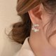 thumbnail image 4 of Pendientes de diamantes de imitación para mujer, agujas plateadas, temperamento, oreja única, regalo de fiesta JM, 4 of 5