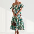 thumbnail image 2 of Vestido midi de línea A para mujer jersey con estampado floral informal cómodo vestido de playa de verano, 2 of 9