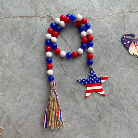 

Yedhsi Independence Day Pendant Decoration Wooden Bead Garland Tassel Hanging String Hanging Ornaments