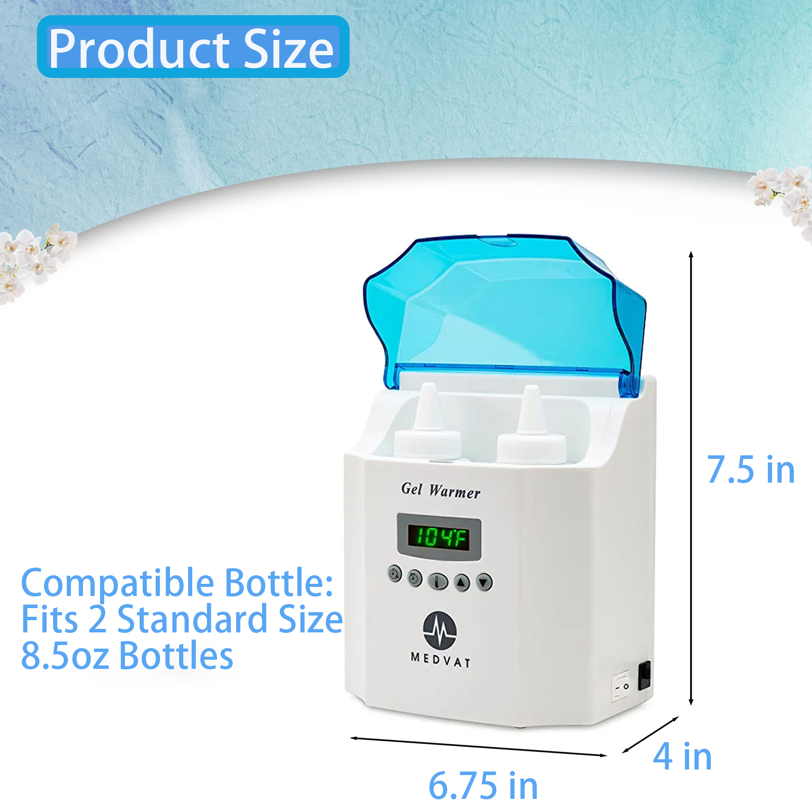 Electric Double Bottles Gel Warmer with Precision Digital Display, Built in Timer, Heater for Massage Cream, Baby Lotion, & Oils, Wall Mountable & Freestanding Option, Adjustable Temperature