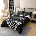 thumbnail image 2 of Basketball Hoop Duvet Cover Abstract Basketball Bedding Set,Black and White Comforter Cover Competitive Games Teamwork Queen Bed Set,European Sports Ball Room Decor, 2 of 7
