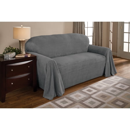 Innovative Textile Solutions 1-Piece Coral Fleece Throw Sofa Cover  Gray