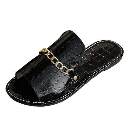 

Xboschi Cozy Slippers for Women Summer Solid Color On Casual Open Toe Flat Soft Bottom Breathable Slippers Shoes Sandals