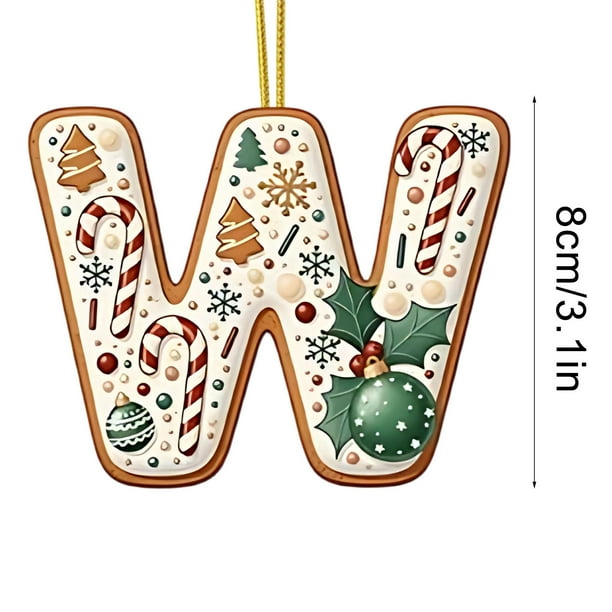 Decoraciones de Árbol de Navidad 2D Acrílico Decoración Carta Colgante con 26 Letras Diy Navidad Decoración Del Hogar Ornamentos Del Árbol de Navidad