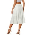 thumbnail image 3 of INSPIRE CHIC Women's Midi Skirts Solid Elastic Waist Flare A-Line Tiered Skirt with Pockets XL White, 3 of 6