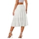 thumbnail image 3 of Falda midi de estilo CHIC para mujer, sólida, con cintura elástica, en línea A, con volantes y bolsillos, talla XS, blanca, 3 of 6