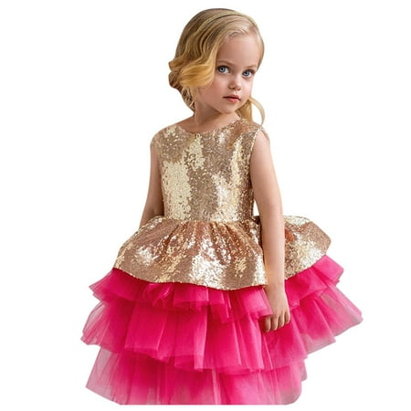 

Flower Girl Dress Short Sleeve Mini Dress Solid Print Gold 100