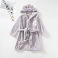 thumbnail image 4 of Toddler Robe Boys Girls Hooded Flannel Bathrobe Long Sleeve Soft Fleece Plush Robes Cute Animal Pajamas Sleepwear, Gray, 6 Years, 4 of 4