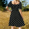 thumbnail image 5 of Dragonfly Print Dress Black and White Kawaii Dresses Summer Street Wear Casual Dress Custom, 5 of 7