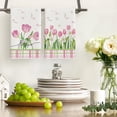 thumbnail image 2 of Tulip Buffalo Plaid Flowers Spring Kitchen Towels Dish Towels, 18x26 Inch Seasonal Floral Decoration Hand Towels Set of 2, 2 of 6