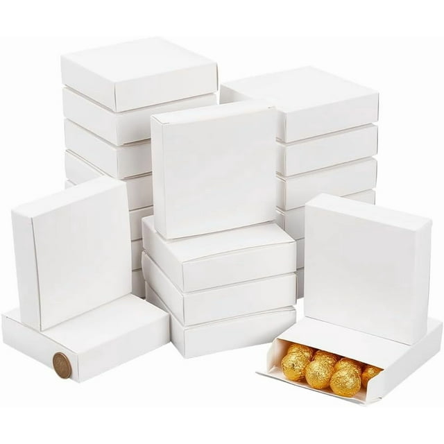 36 Pcs Folding Cardboard Paper Boxes White Cardboard Boxes Treat Boxes DIY Gift Packaging Boxes for Small Presents Packaging 4.7x4.7x1.3 Inch