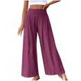 thumbnail image 2 of Frostluinai Palazzo Pants for Women High Elastic Waisted Wide Leg Lounge Capris Solid Color Straight Leg Comfy Capris Beach Vacation Pants, 2 of 8