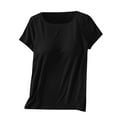 thumbnail image 4 of JWSVBF Short Sleeve Shirts for Women Crewneck Solid Womens Tshirts Women's Tops Black, 4 of 4