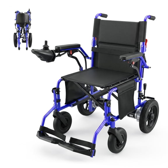 MediNex Electric Wheelchair, 20 Miles Range(350LBS) ,Lightweight Foldable Electric Wheelchairs for Adults,12Ah Lithium Battery,Motorized Wheelchair,Blue,16in Width