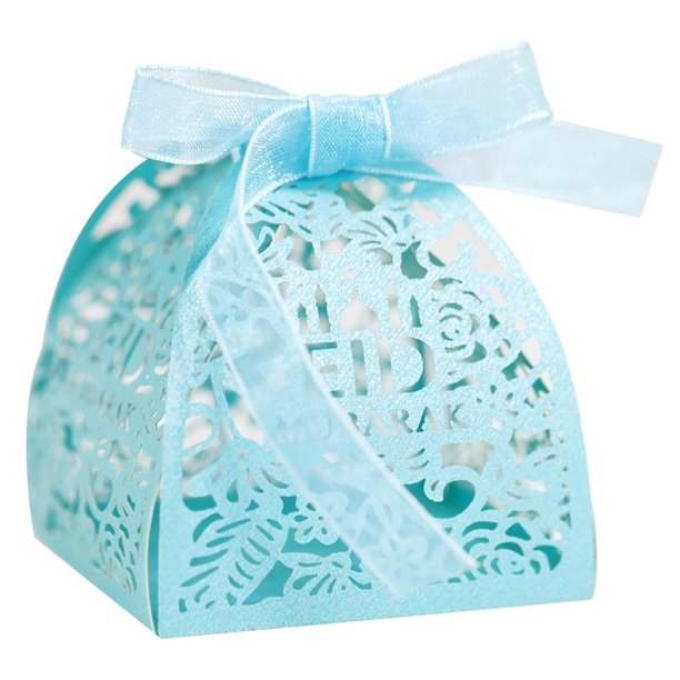 Style 2 Green 50 Uds. Caja de dulces Eid Mubarak decoración de Ramadán cajas de regalo de chocolate huecas para fiesta de boda con cintas suministros para fiestas islámicas musul