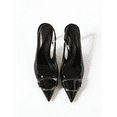 thumbnail image 3 of On feet& in love Women's Pointed Toe Slingback Wrinkled Patent PU Stiletto Heels - Black Dress Shoes for Office & Wedding - Size 9.5, 3 of 7
