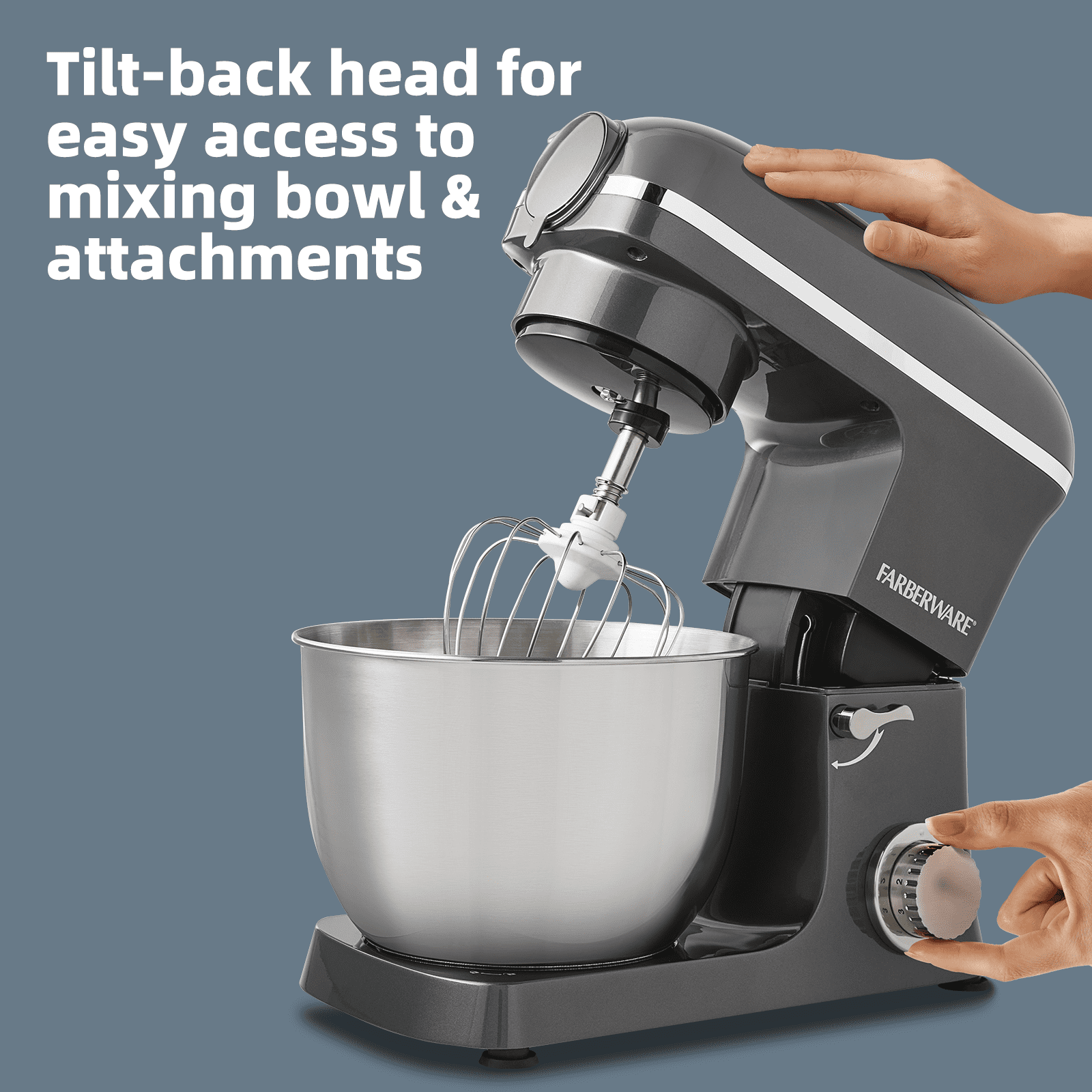 Farberware 5 Quart 600W 6-Speed Professional Stand Mixer with Beater, Dough Hook and Whisk-New
