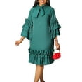 thumbnail image 4 of Casual Dresses For Womens Fashion Ruffle Hem Flare Sleeve Plus Size Maxi Dress, 4 of 8