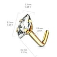 thumbnail image 2 of MoBody 20G Marquise CZ Top L-Shape Nose Ring Stud 316L Surgical Steel Cubic Zirconia Nose Pin Piercing, 2 of 5