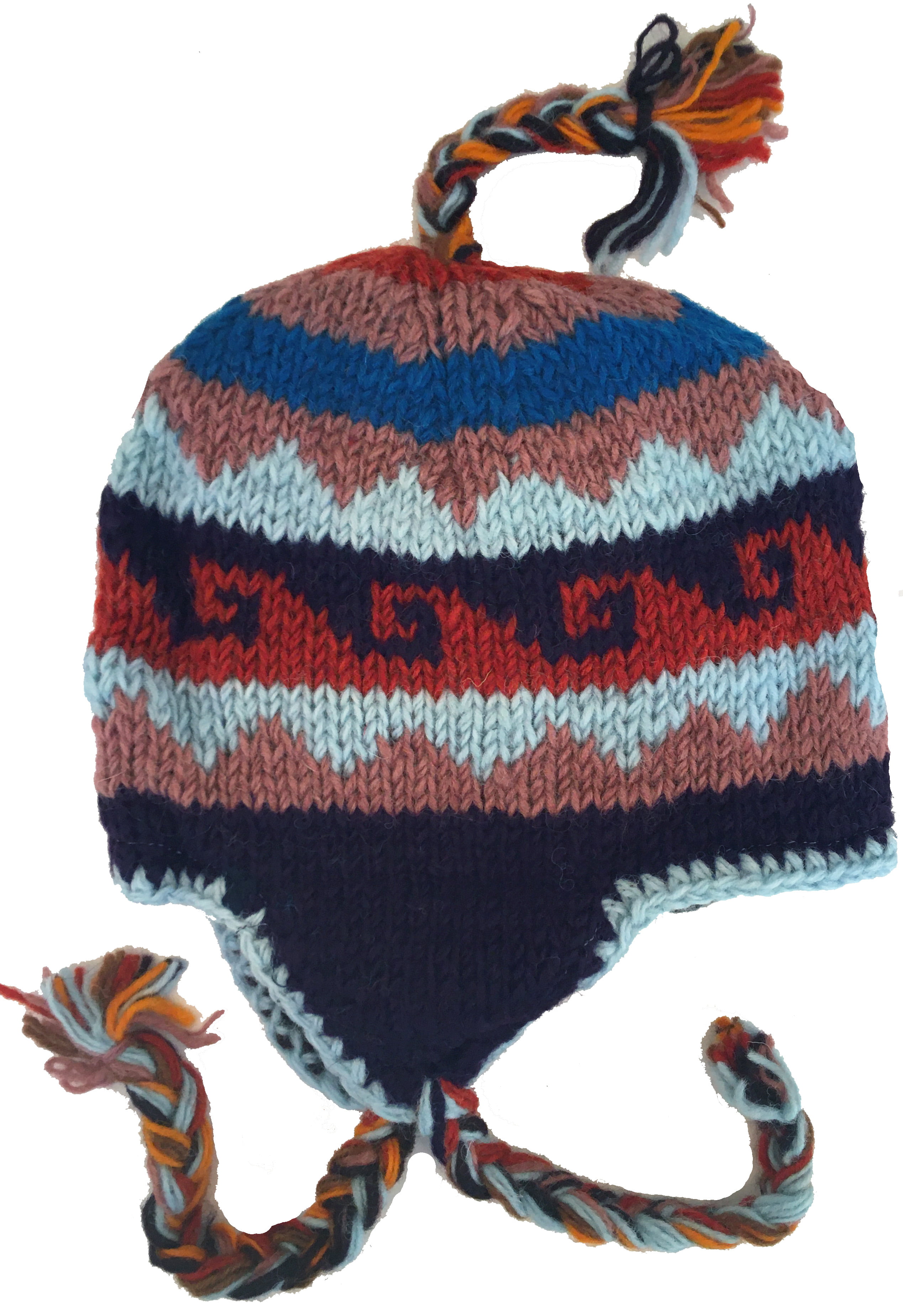 Pom Pom Hat Chullo Hat Winter Hat 2 Colour Hat Knit hat Ear Flap Hat Wool Blend Hat Chullo Hat Handmade Hat Fashion Hat