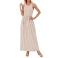 thumbnail image 5 of ZXSXSY Women Round Neck Sleeveless Pure Color Long Dress with Pocket, 5 of 8