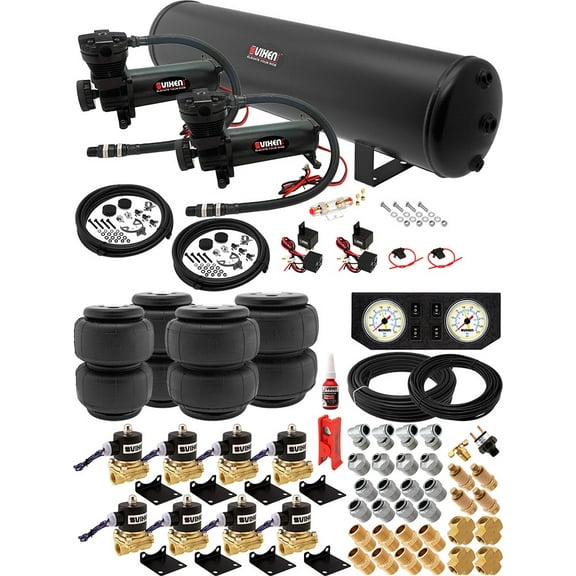 Vixen Air Suspension Kit for Truck/Car Bag/Air Ride/Spring. On Board System- Dual 200psi Compressor, 5 Gallon Tank. For Boat Lift,Towing,Lowering,Load Leveling,Onboard Train Horn VXX1208PW/4852DB