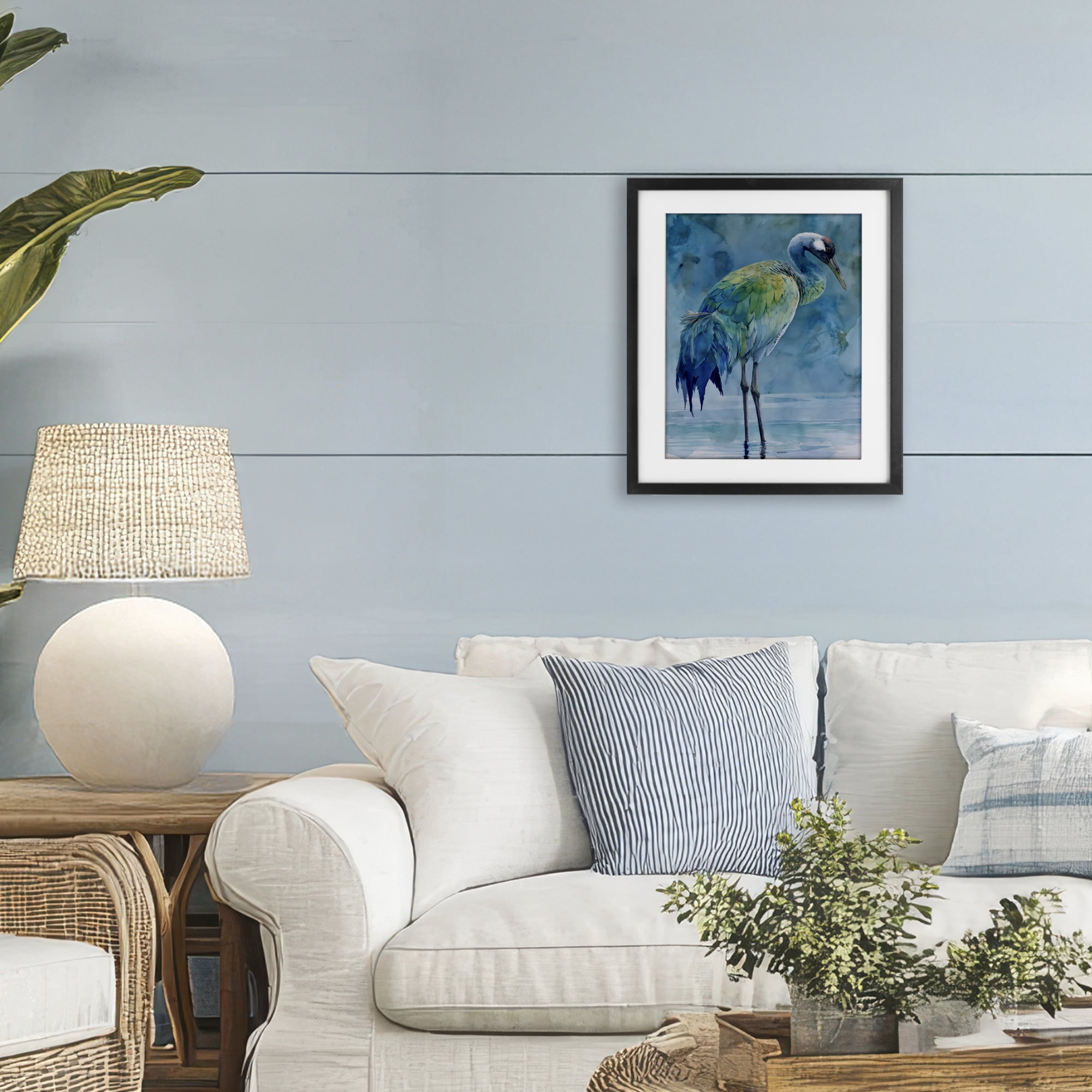 Stupell Industries Turquoise Feathered Coastal Bird Black Framed Print Under Glass, design by Franklyn Gregory