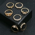 thumbnail image 2 of Juego de 7 anillos con incrustaciones de diamantes de imitación, anillos retro, adornos de moda para los dedos (dorados), 2 of 7