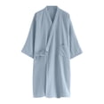thumbnail image 5 of Men’s Lightweight Seersucker Bathrobe Cotton Classic Casual Nightwear with Pockets, 5 of 9