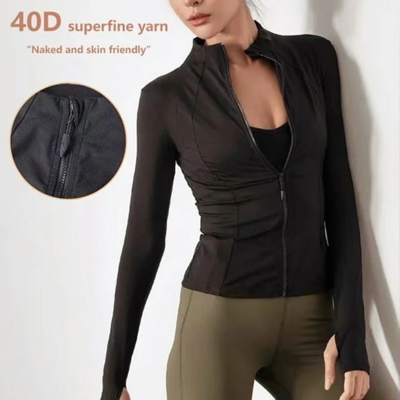 LNGOOR Long Sleeve Sports Jacket Women Zip Fitness Yoga Shirt Winter Warm Gym Top Activewear Running Coats Workout Clothes Woman