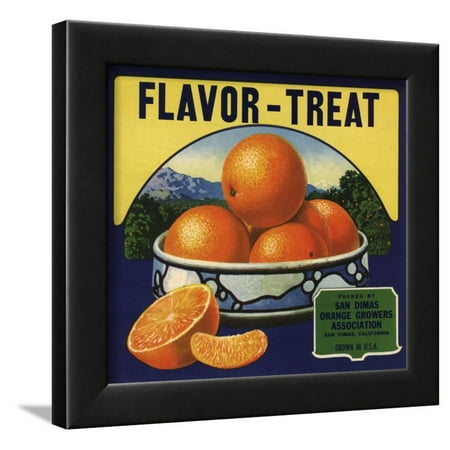 Flavor Town Flavor Treat Brand - San Dimas, California - Citrus Crate Label Framed Print Wall Art By Lantern Press ()