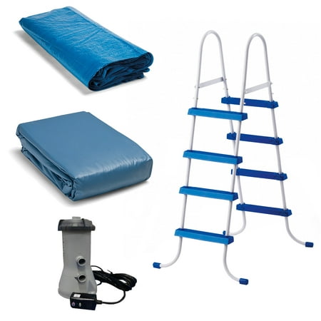 Intex - 15' x 4’ Inflatable Pool, Ladder, Pump and Hydrotools Chlorine Dispenser