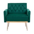 thumbnail image 4 of Modern Velvet Accent Chair, Buttons Tufted Single Sofa Chair with Gold Metal Legs, Comfy Upholstered Armchair for Living Room, Bedroom, Guest Room, Green, 4 of 9