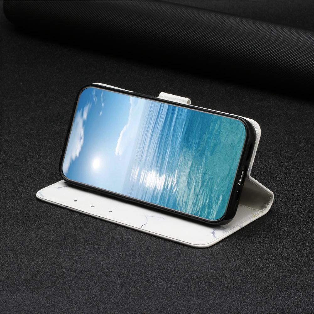 Flip Case for Tecno Spark Go 2023 Magnetic Pu Leather Wallet Marble Pattern Card Slots Holder Full Protection