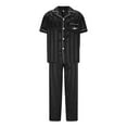 thumbnail image 4 of FAHXNVB Men Satin Silk Pajamas Sets Short Sleeve Button-Down PJs and Shorts Sleepwear Sets Two-Pieces Loungewear with Pockets, 4 of 6