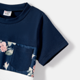 thumbnail image 2 of PatPat Family Matching Short-sleeve Spliced Flower Graphic Tee, Navy Blue, Boy: 4-5 Years, 2 of 6