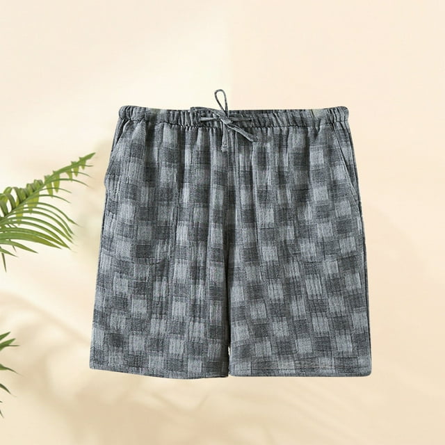 Pantalones cortos de verano para hombre, de gasa, de doble capa, finos y holgados, para dormir en casa